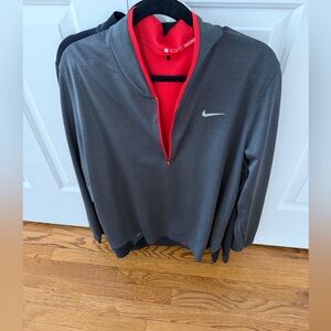Nike Gray and Red Quarter-Zip Pullover